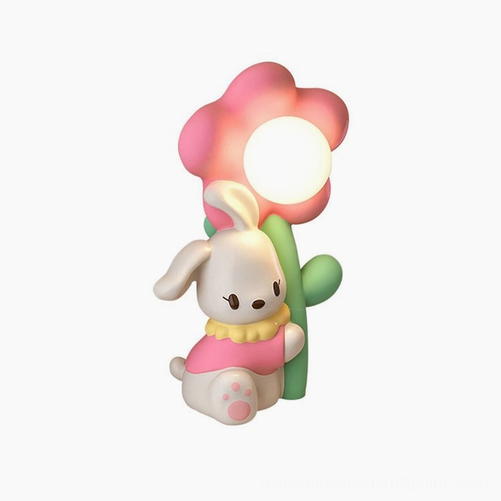Bunny Flower Table Lamp comprehensive product view showing LED compatibility and design features