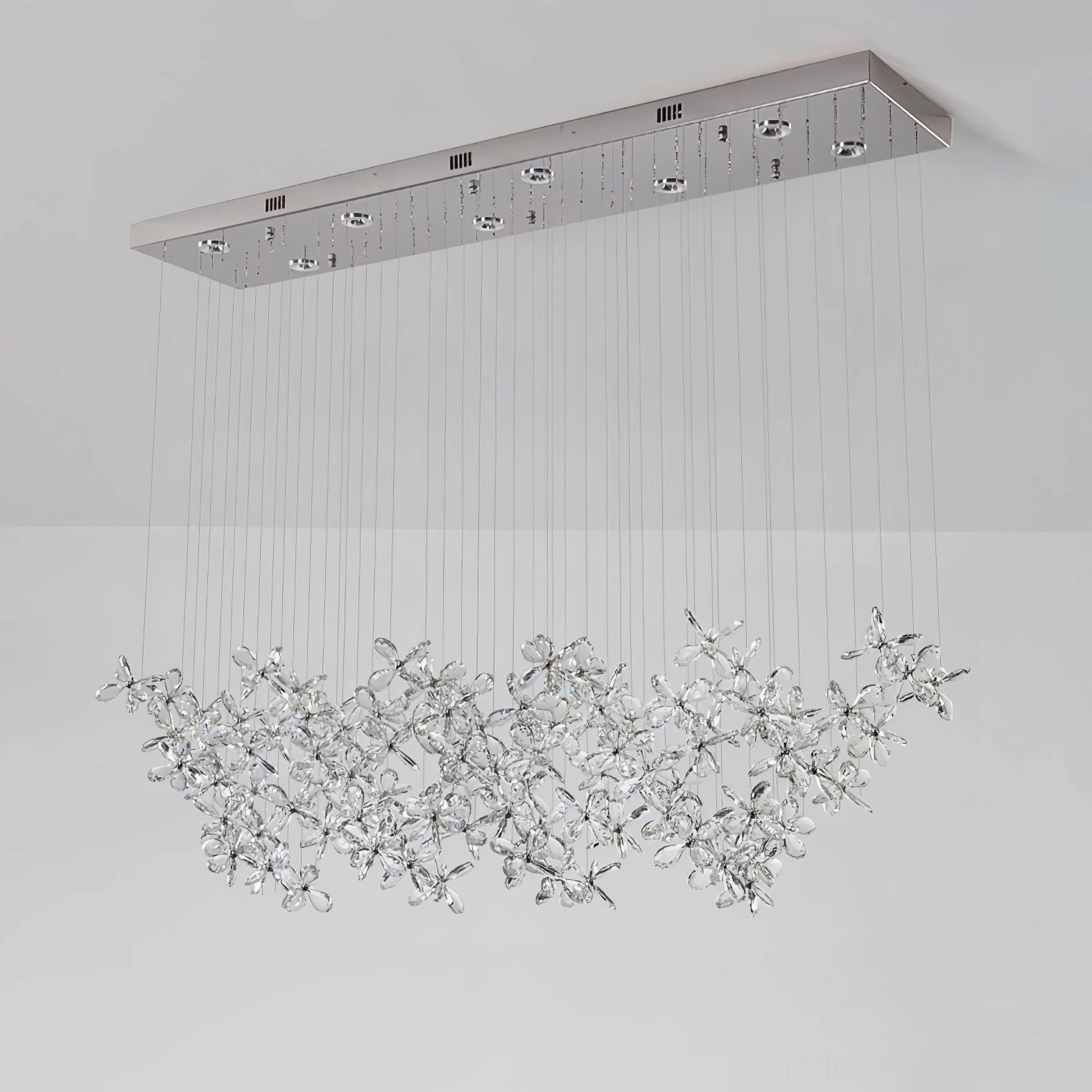 Crystal butterfly chandelier warm dimming LED lighting mode, adjustable brightness crystal pendant, contemporary modern lighting control