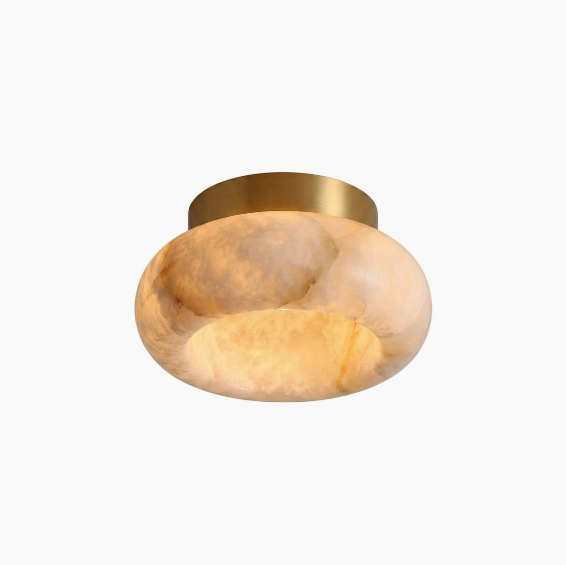 Cairns alabaster ceiling lamp brass hardware and mounting detail with alabaster shade connection