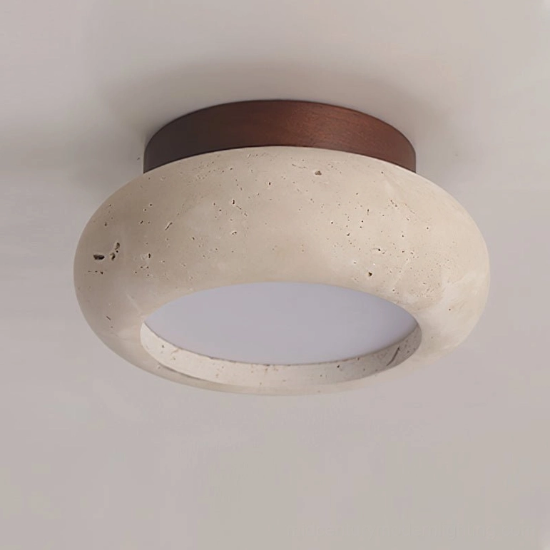 Cairns travertine ceiling light installation in modern bedroom minimalist interior