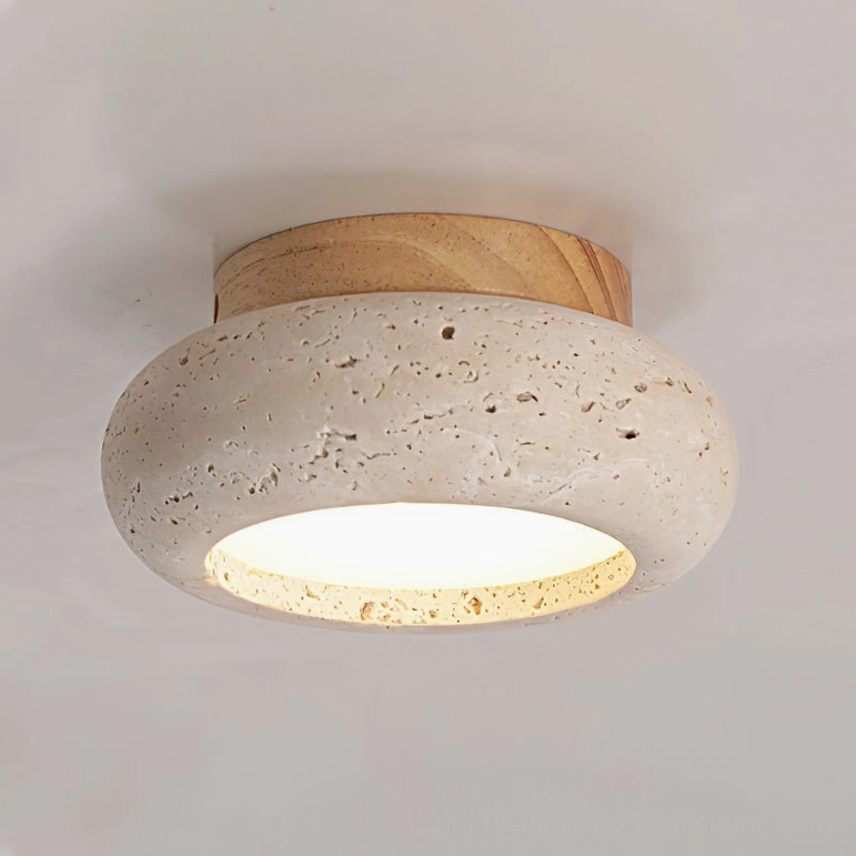 Cairns natural wood and beige travertine ceiling light warm organic aesthetic
