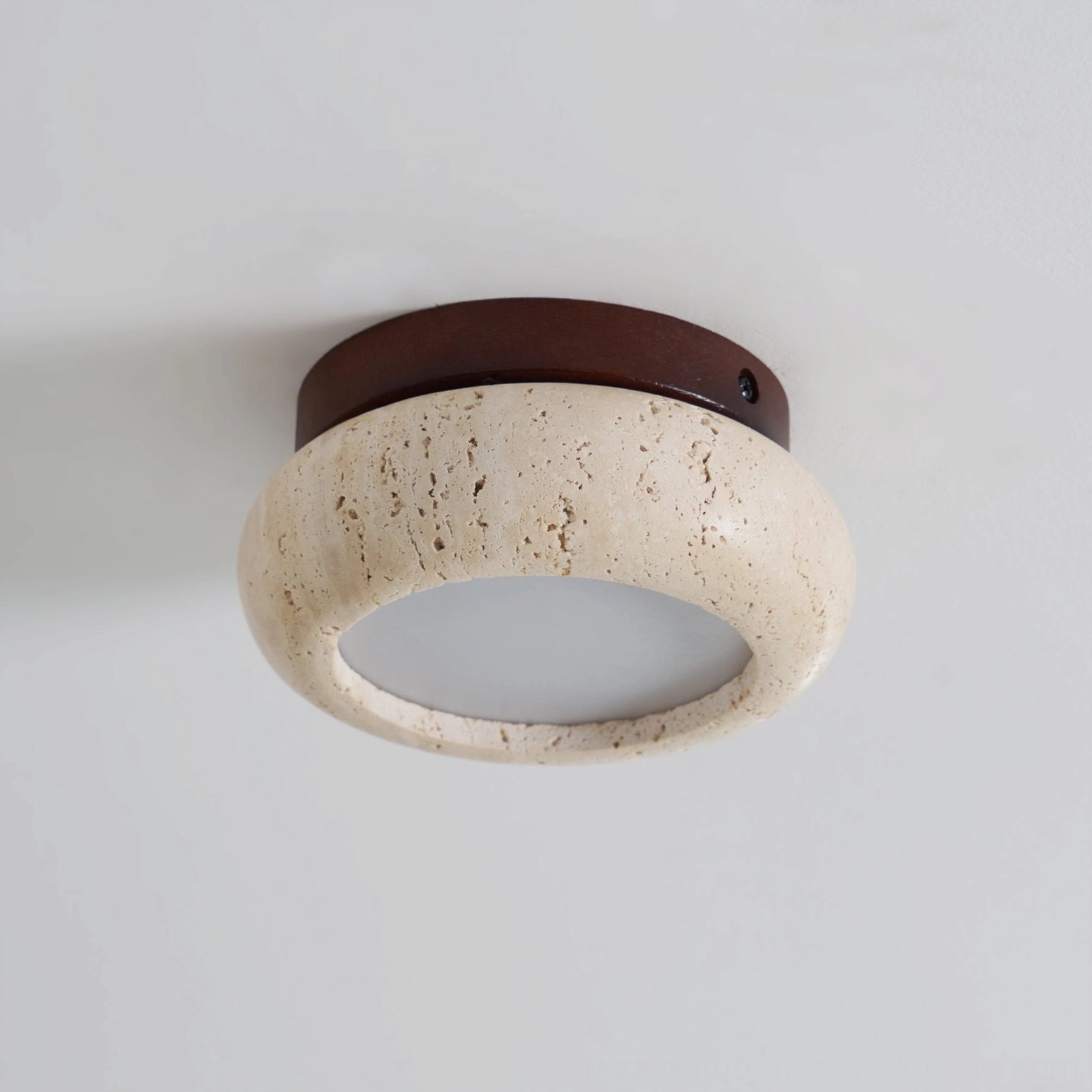 Cairns flush mount travertine light multiple finish options walnut beige natural wood