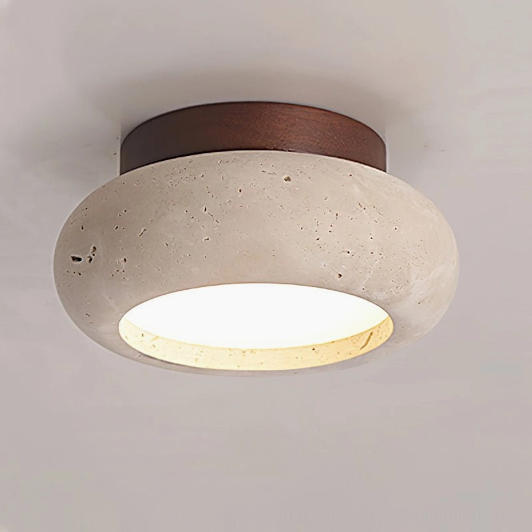 Cairns walnut and beige travertine ceiling light high-contrast sophisticated finish