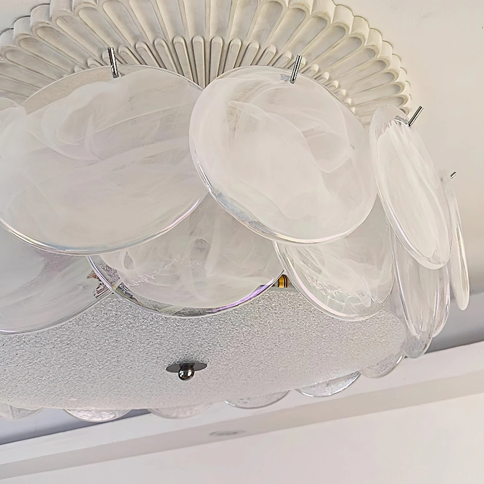 Camden sculptural ceiling light with organic petal design in neutral white finish
