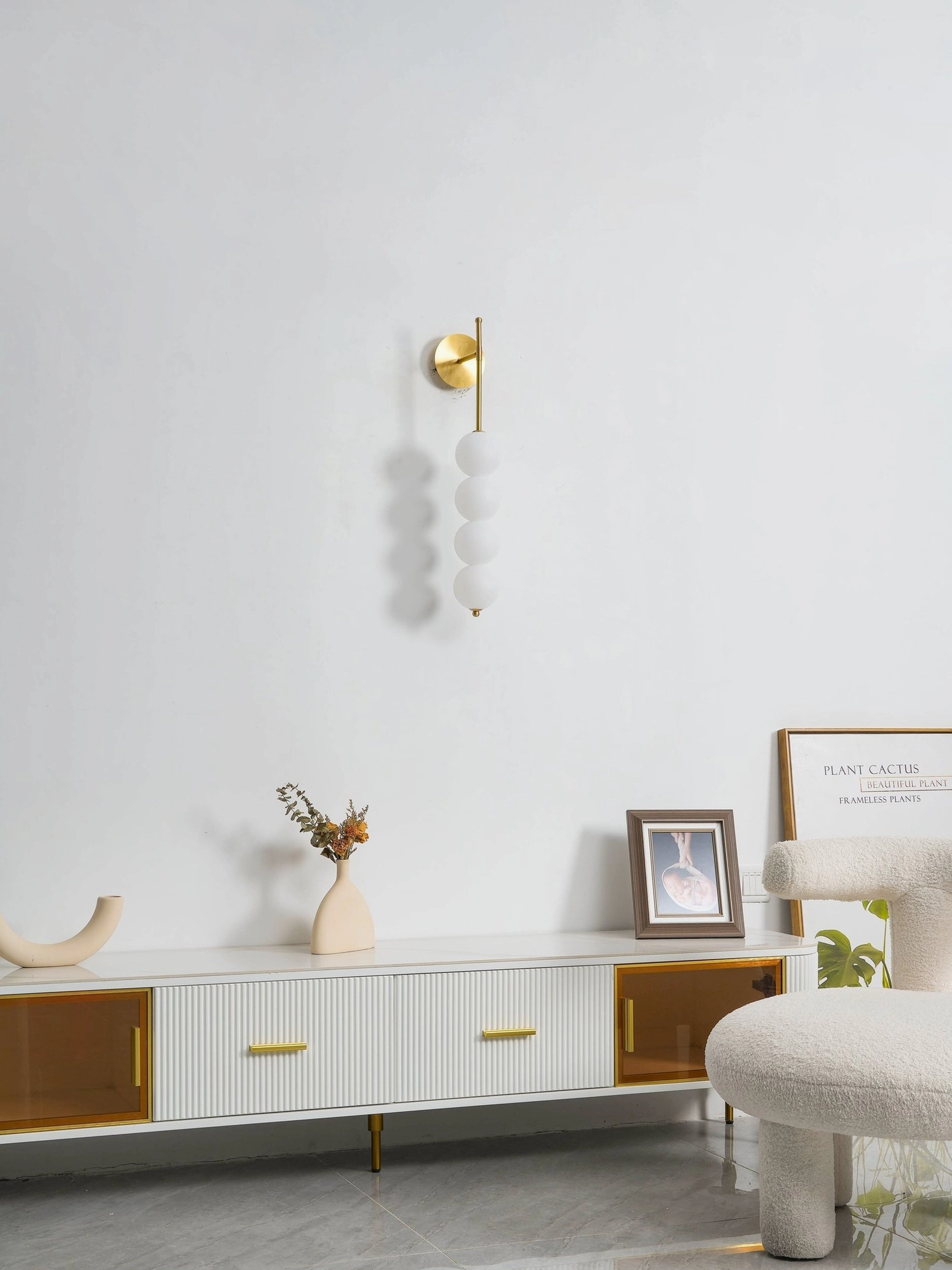 Candied Haws wall sconce black finish with frosted glass globes modern aesthetic showcase