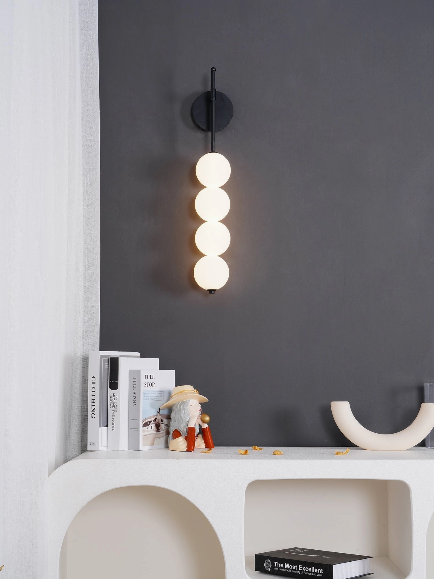 Candied Haws wall sconce frosted glass configuration with brass finish in neutral interior tone