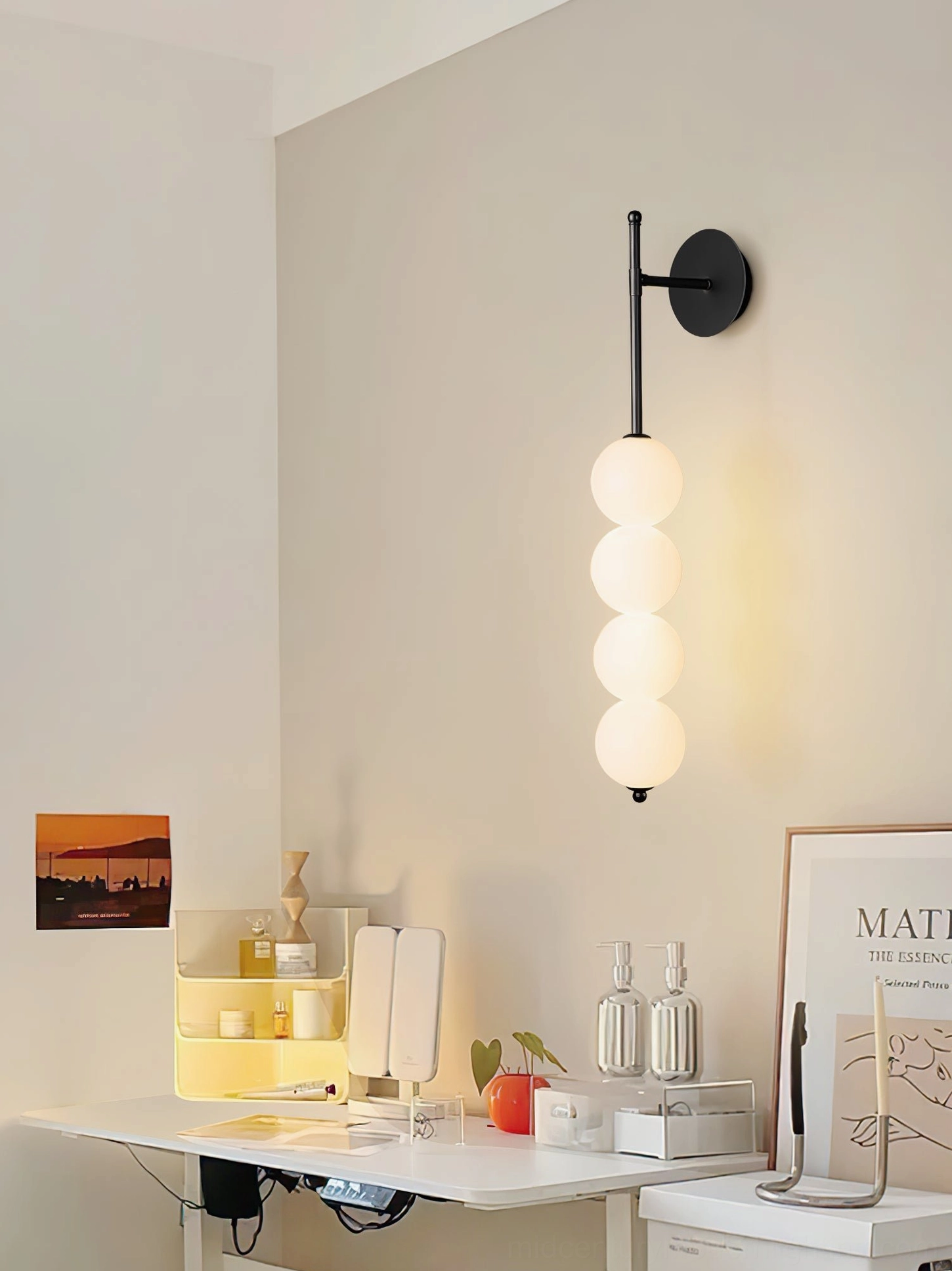 Candied Haws sconce with integrated LED warm light creating atmospheric ambient glow on wall