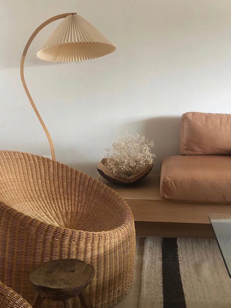 Caprani floor lamp beech wood stand base assembly flat-lay product photography