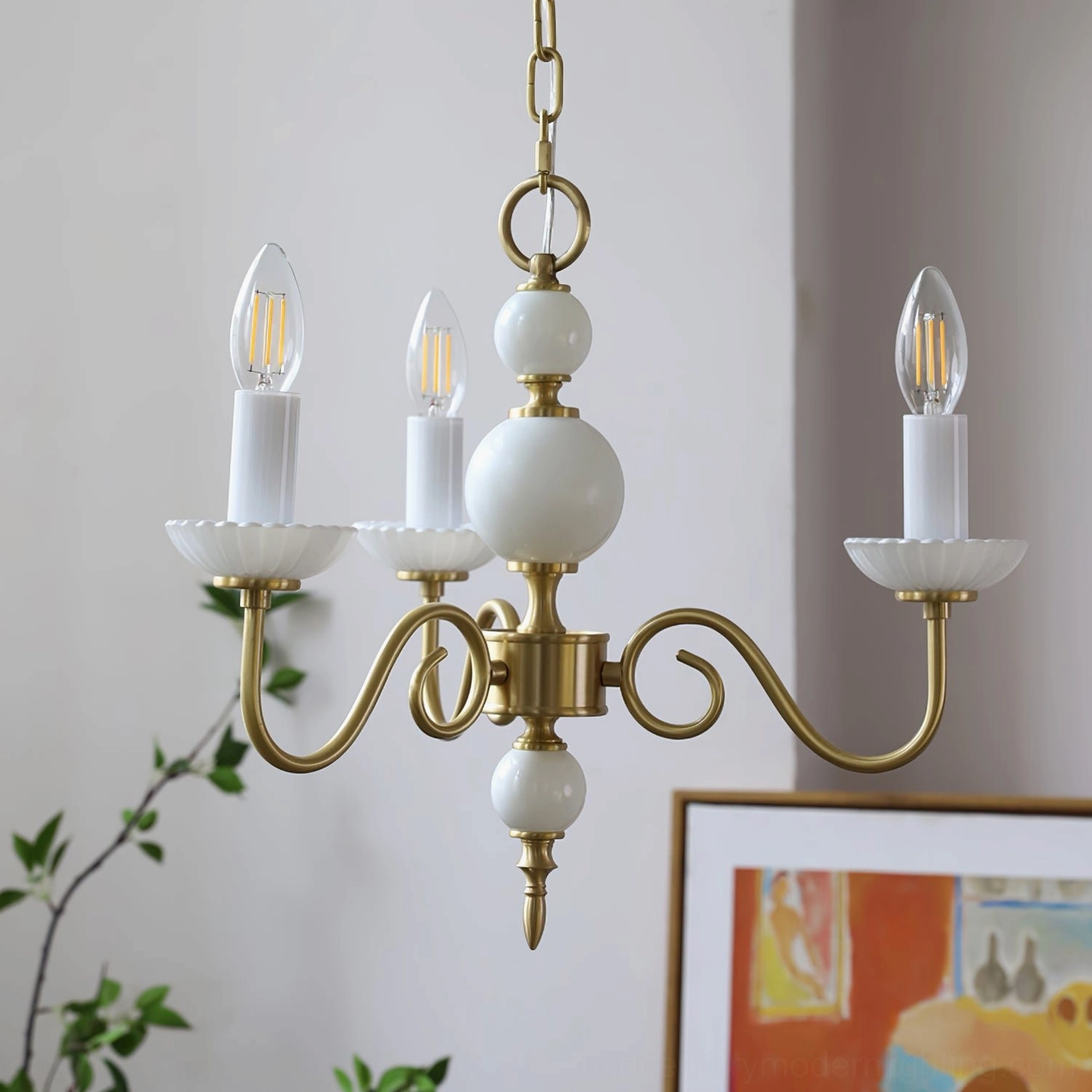 Carlita 5-light brass chandelier with brushed gold finish in contemporary interior