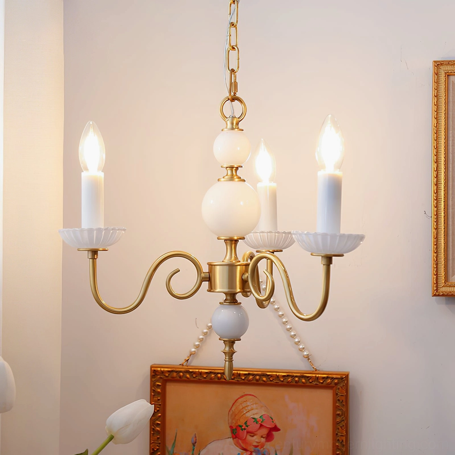 Carlita multi-light chandelier creating balanced ambient illumination in open space