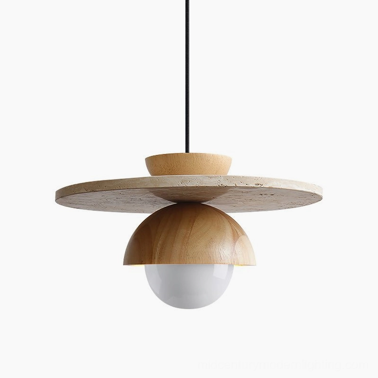 Cassini pendant lamp wood color beige finish natural light minimalist design