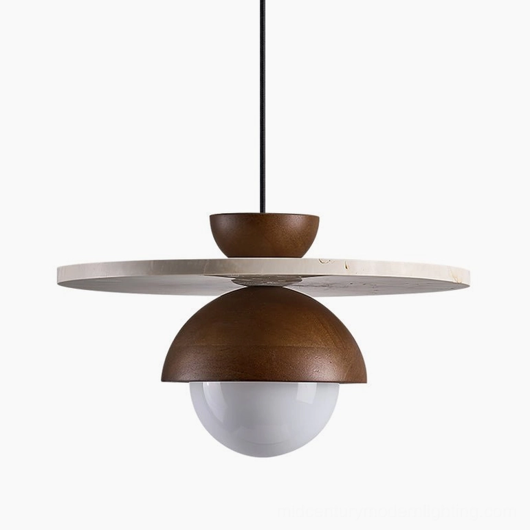 Cassini pendant lamp walnut wood beige travertine colorway modern home lighting