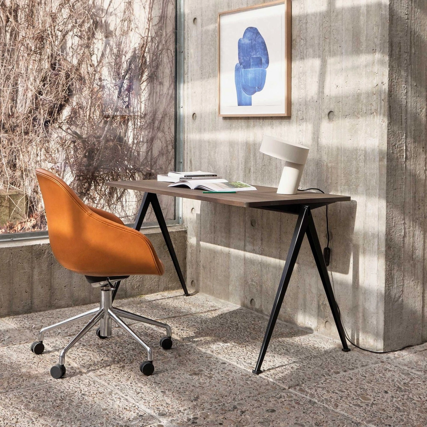 Celia angular table lamp detail view, modern minimalist geometric lighting fixture