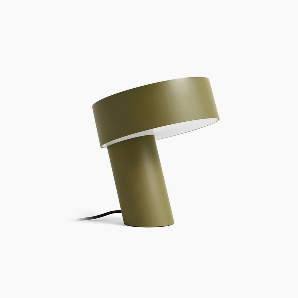 Celia angular table lamp khaki green finish, minimalist geometric lighting for contemporary interiors