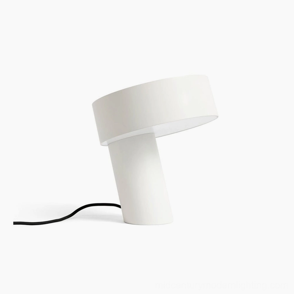 Celia angular table lamp white finish, minimalist contemporary geometric LED lighting