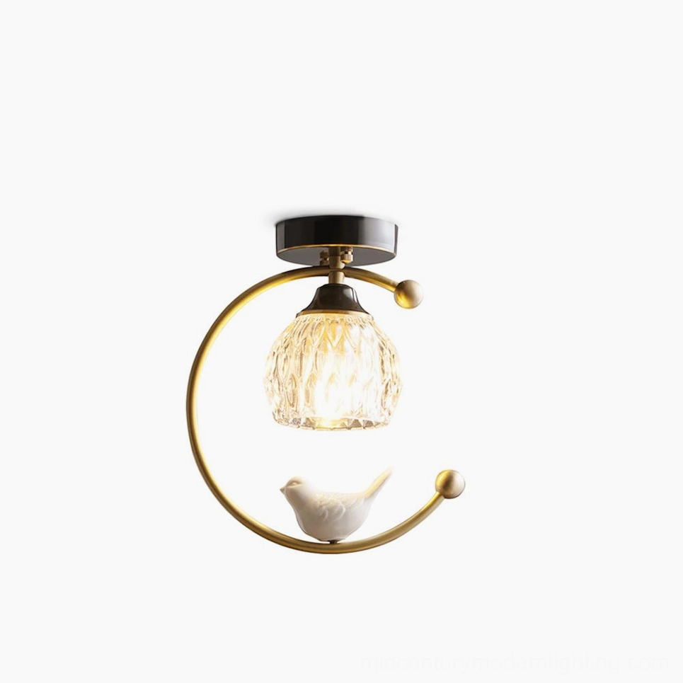 Ceramic bird ceiling lamp showing handcrafted quality and artisan construction techniques