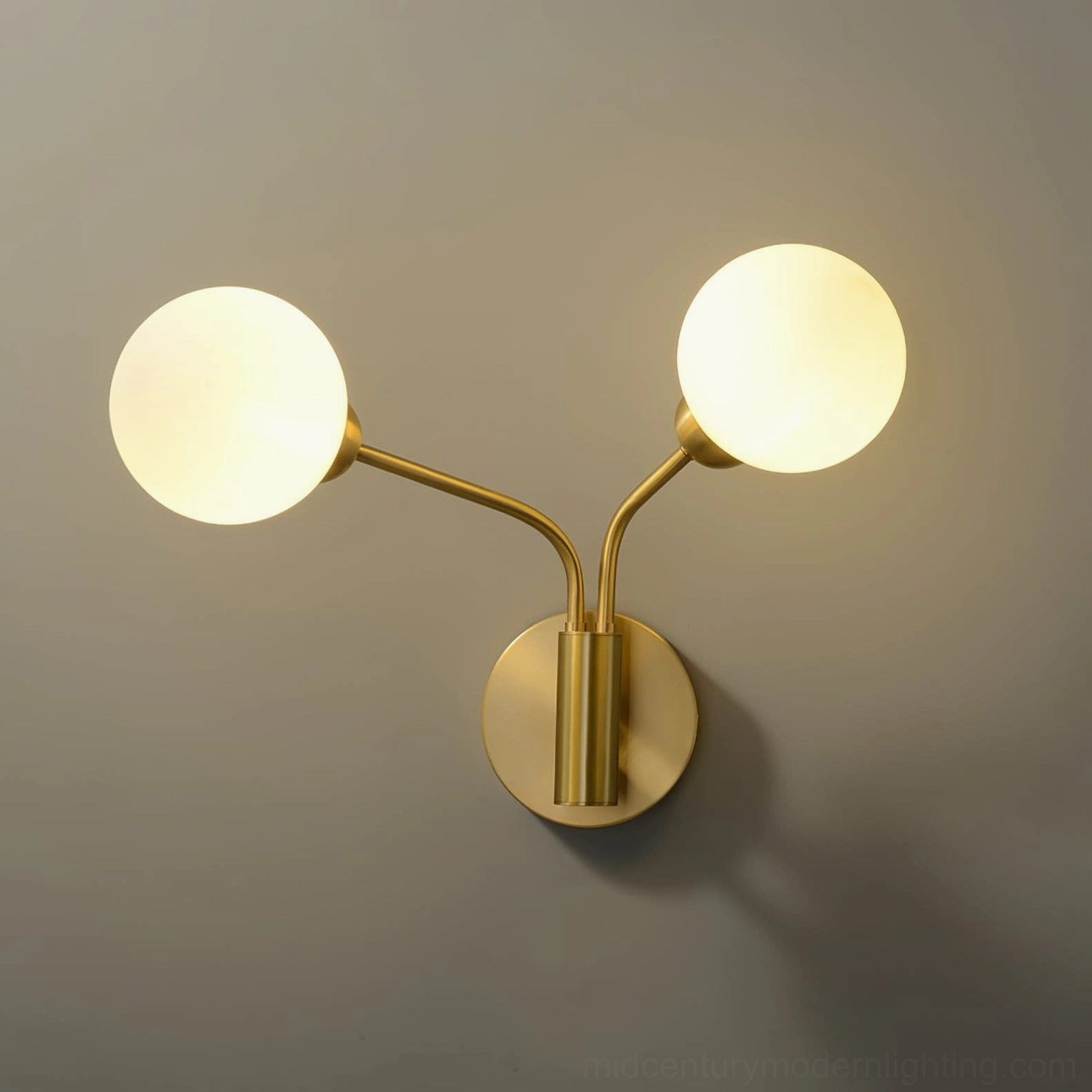 Chelso mid-century modern wall lamp brass patina development aging character