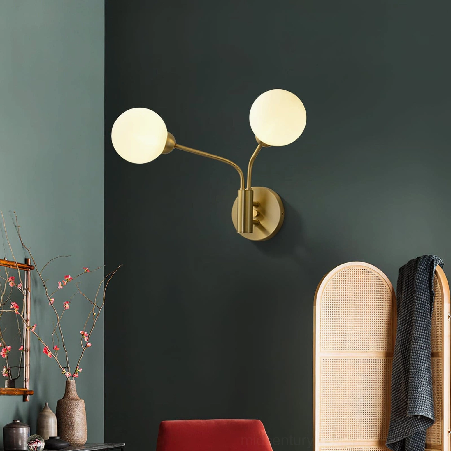 Chelso mid-century modern wall lamp artistic brass sculpture minimalist design