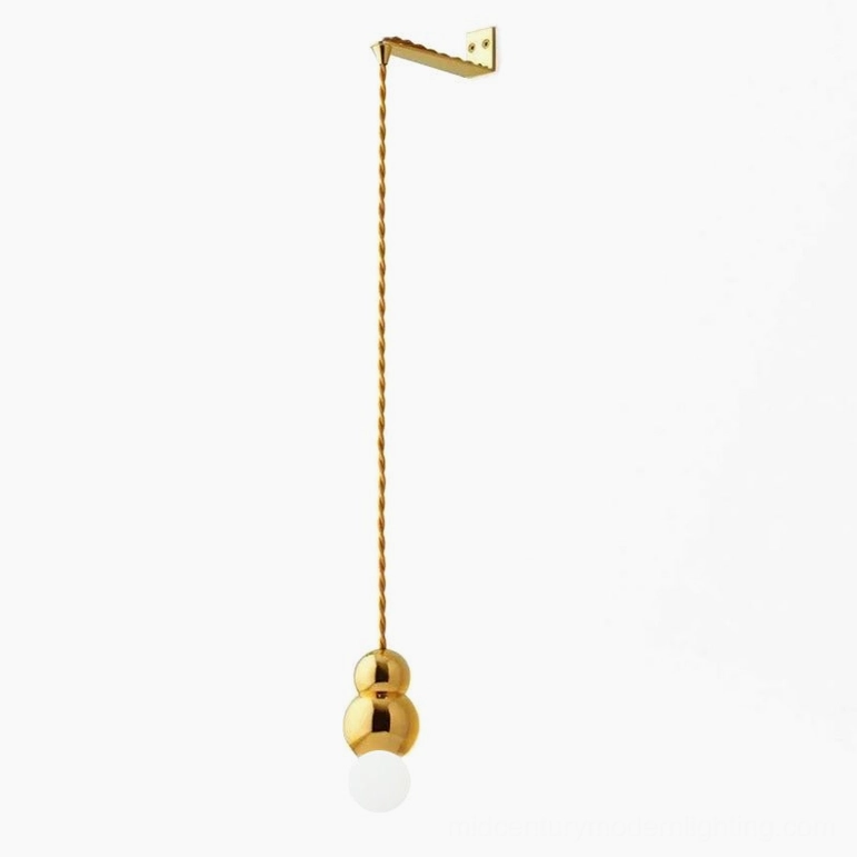Chrome ball wall pendant light fixture, reflective finish, minimalist modern aesthetic