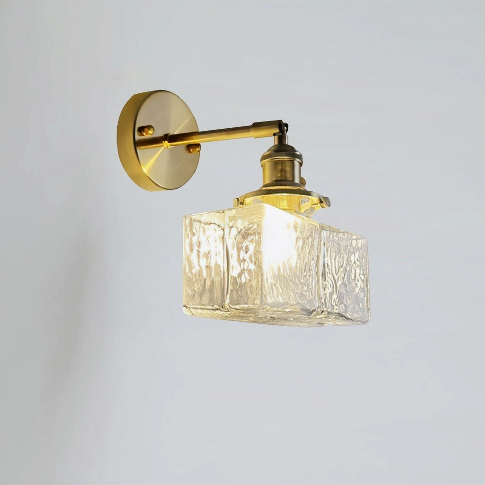 Classic retro brass wall lamp with textured glass shade vintage home decor lighting