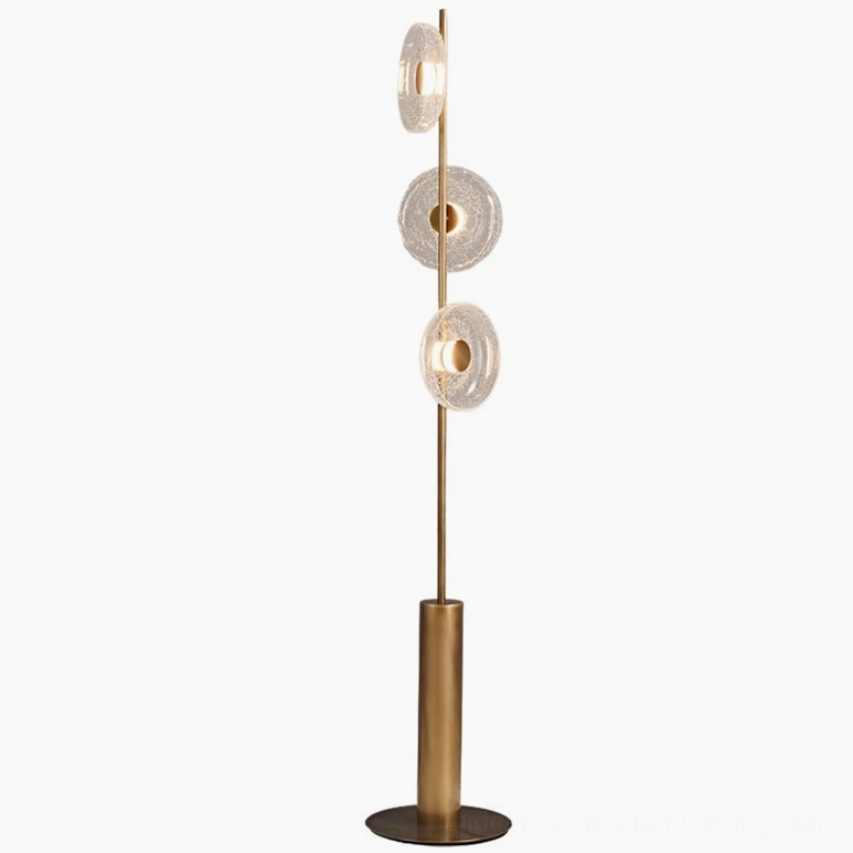 Crackle glass floor lamp in clear glass variant showing pure fractured texture and light refraction detail