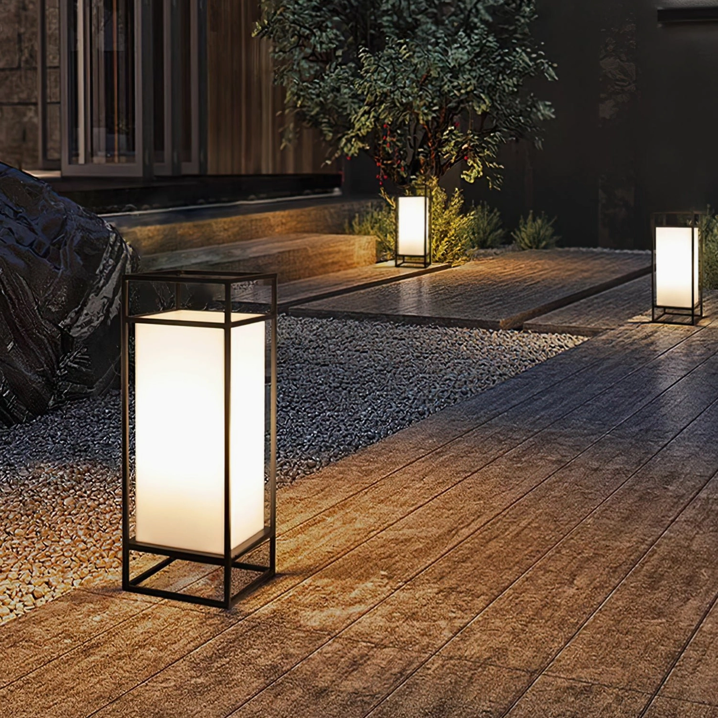 Cleo modern outdoor lantern white frosted acrylic diffuser detail