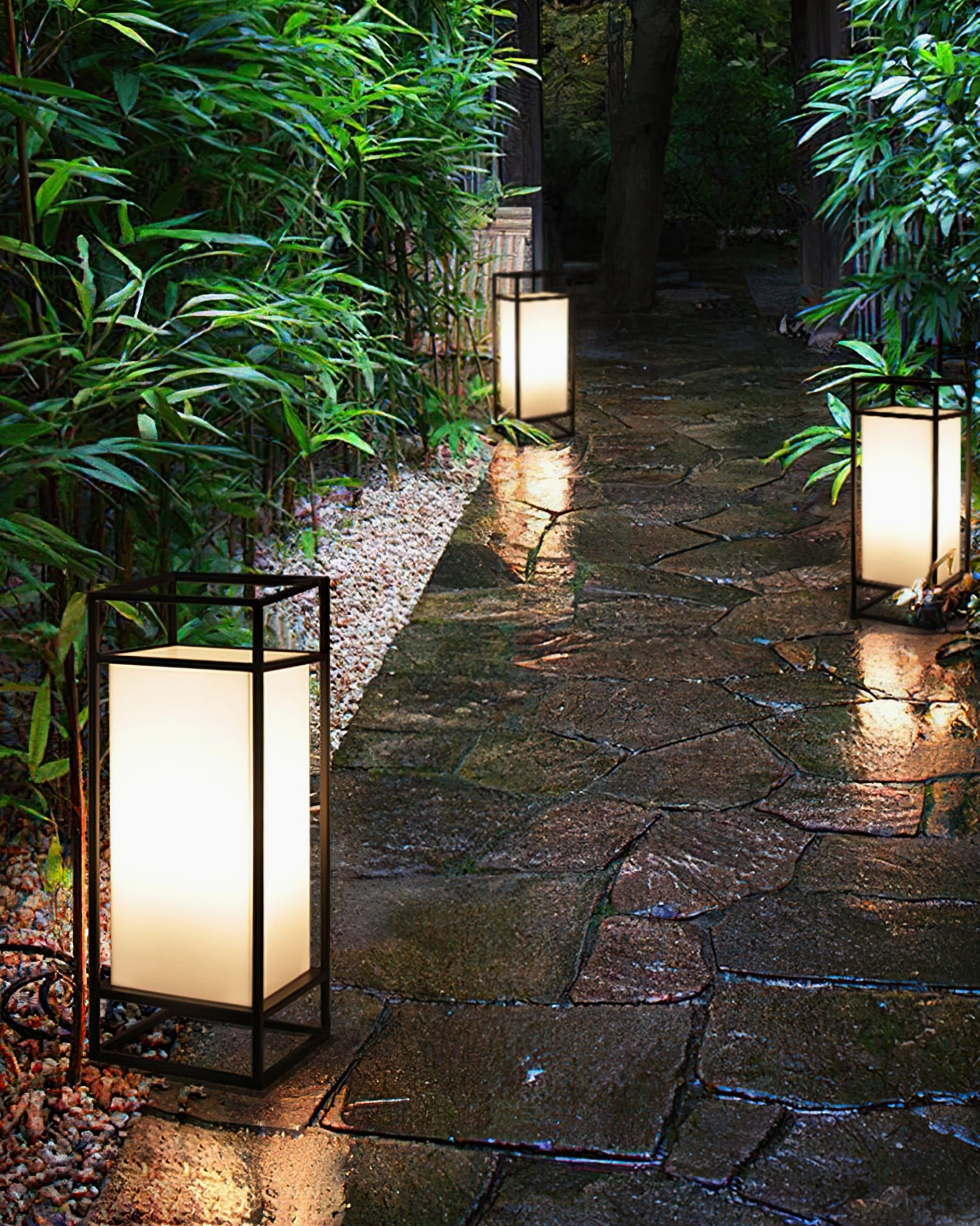 Cleo outdoor lantern ambient lighting evening atmosphere soft glow