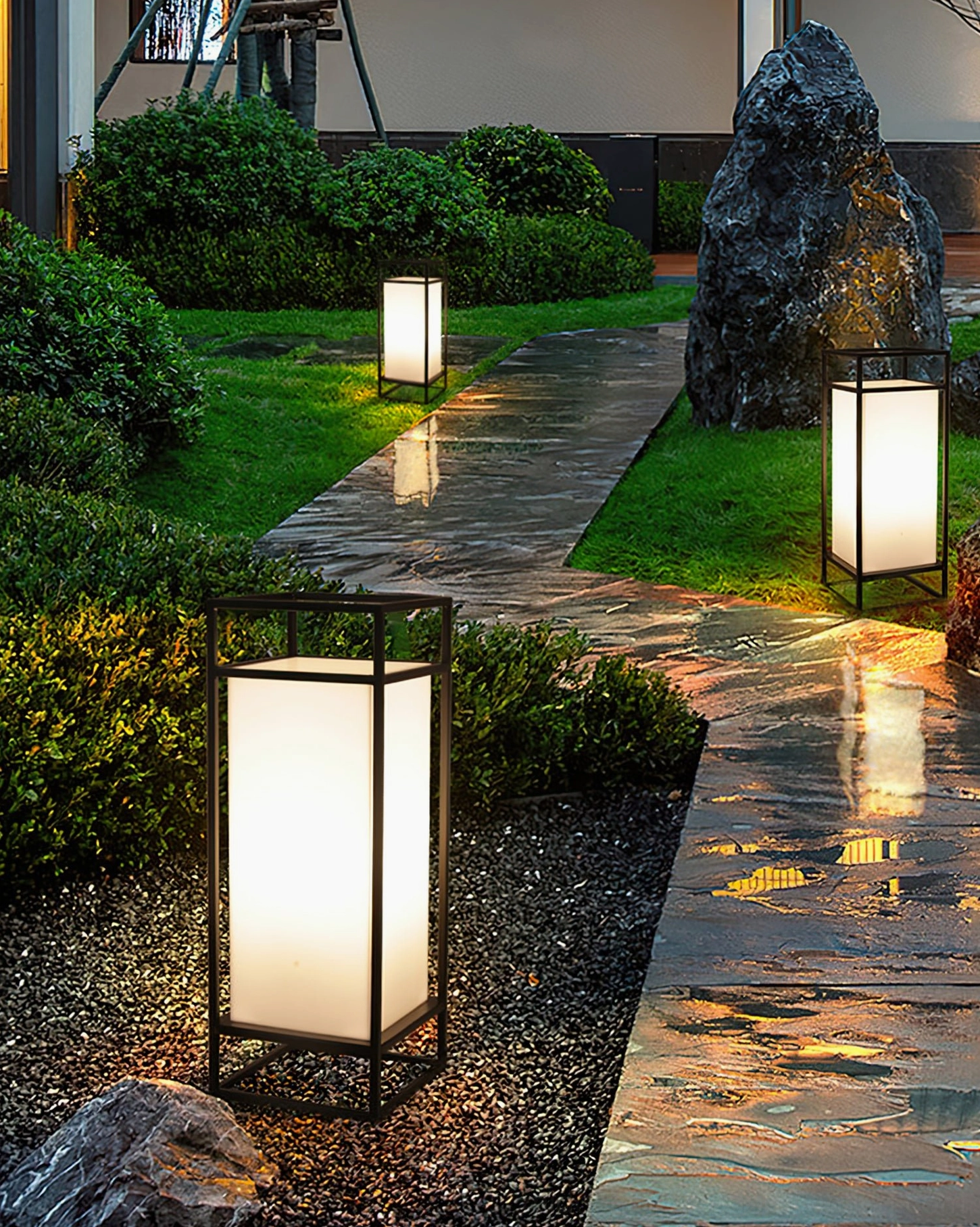 Cleo outdoor lantern black color option modern patio lighting