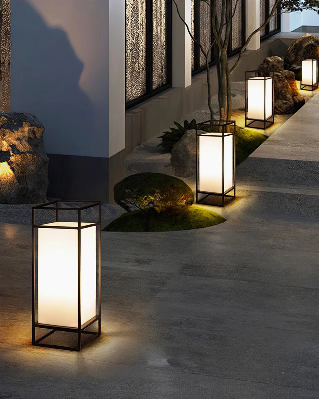 Cleo outdoor lantern mid-century modern inspired geometric design
