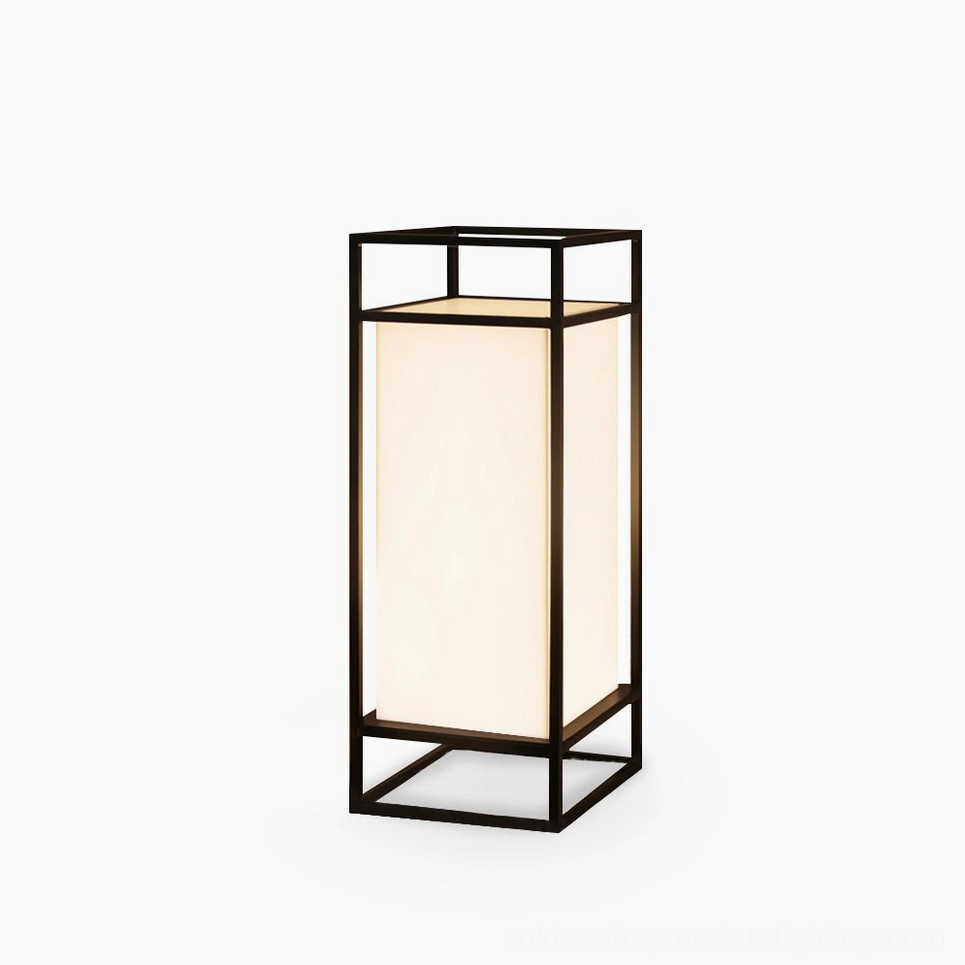 Cleo modern outdoor table lantern - front orthographic view white minimalist design