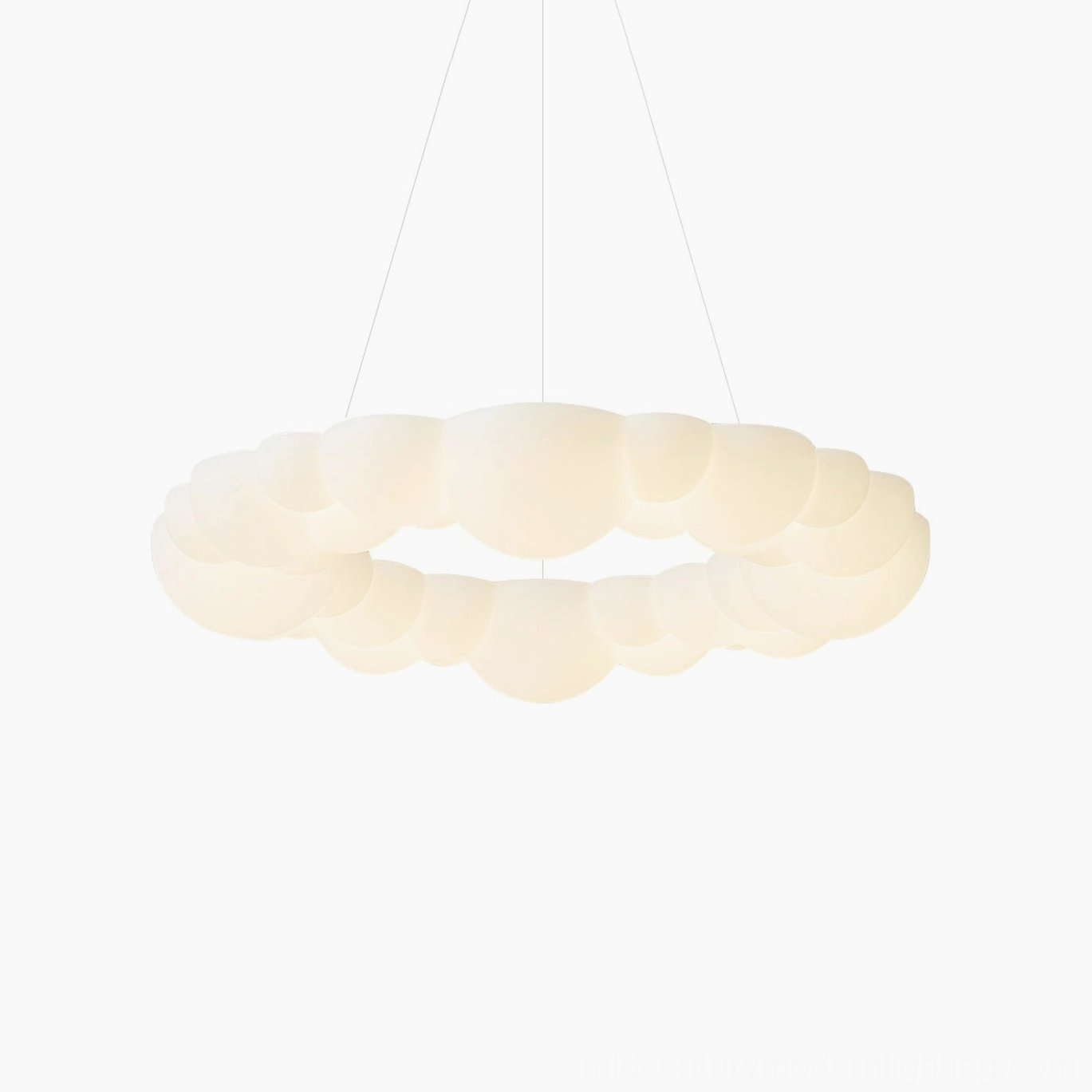 Cloud Bubble Halo Ring Chandelier close-up detail of PE shade material and finish