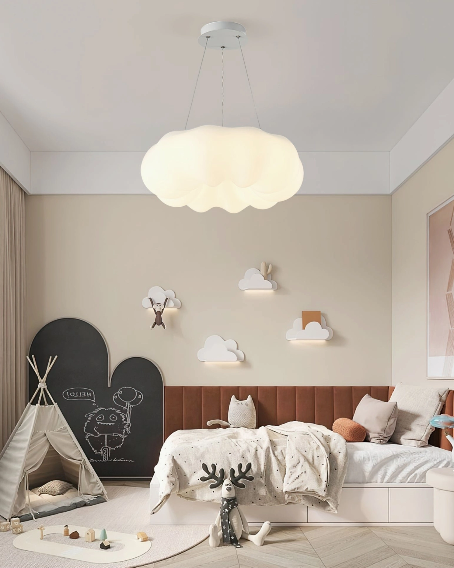 Cloud Kumo hanging light kids playroom bedroom wall decor friendly