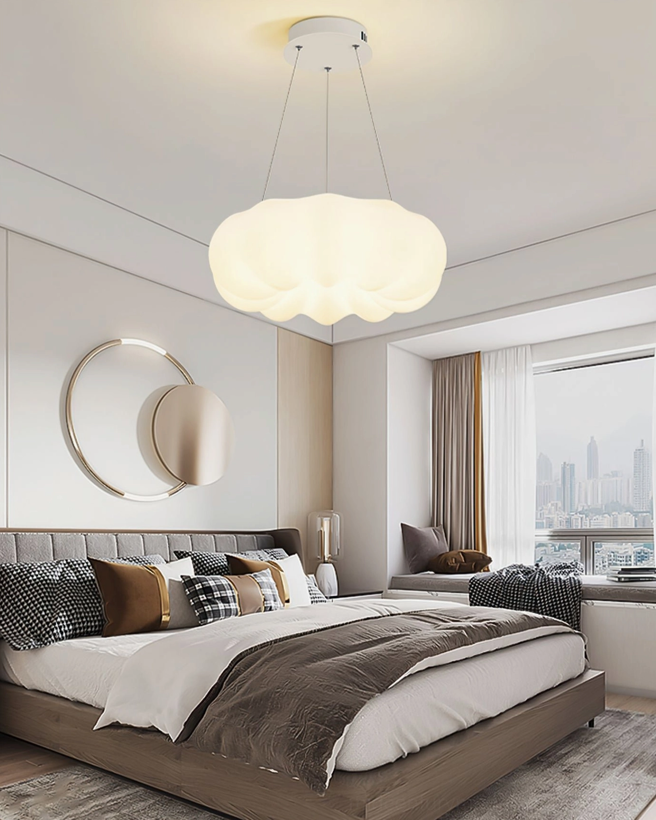 Cloud Kumo pendant light luxury master bedroom city view window