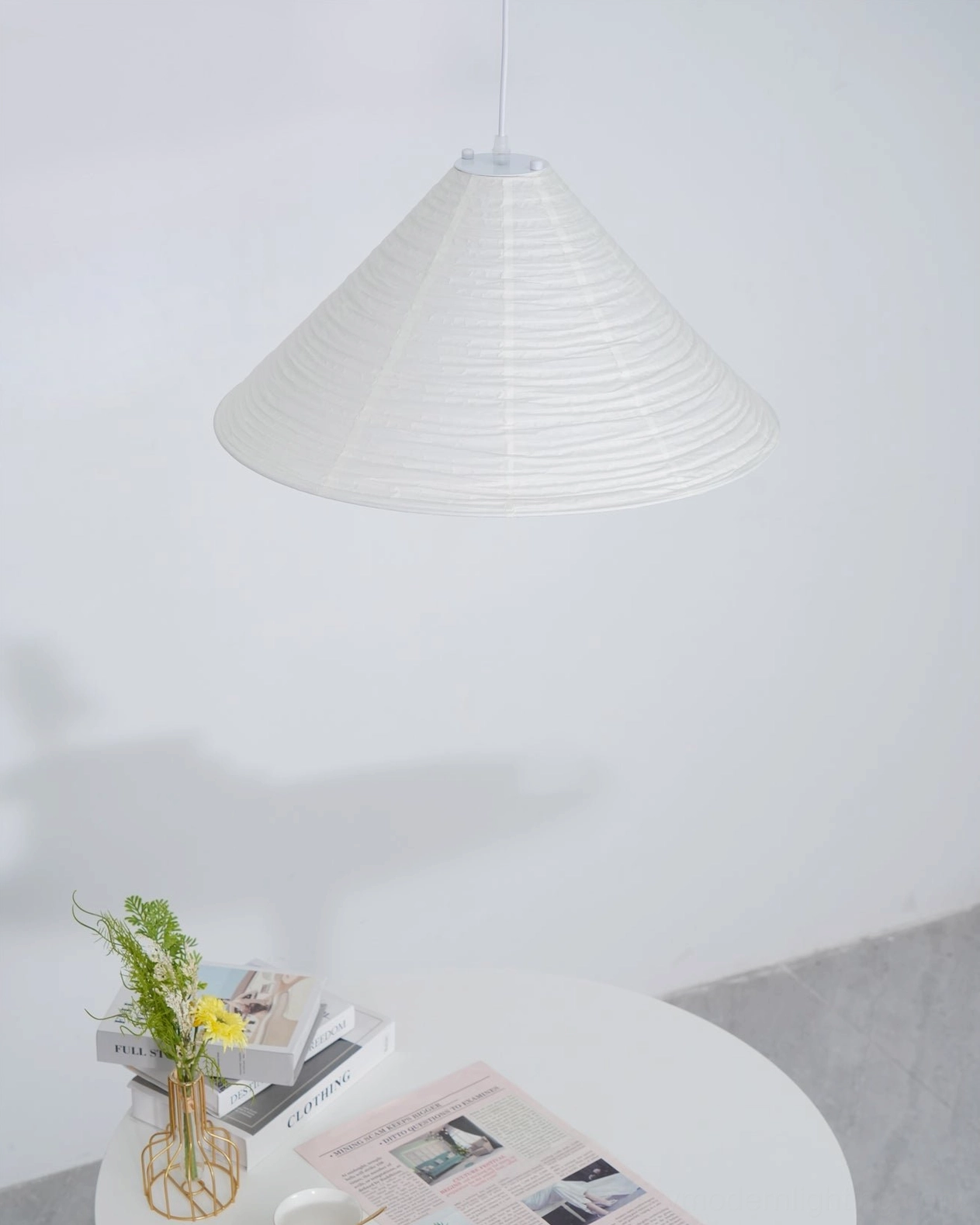 Minimalist Cone Washi Pendant Light with clean geometric silhouette for modern and scandinavian interior design
