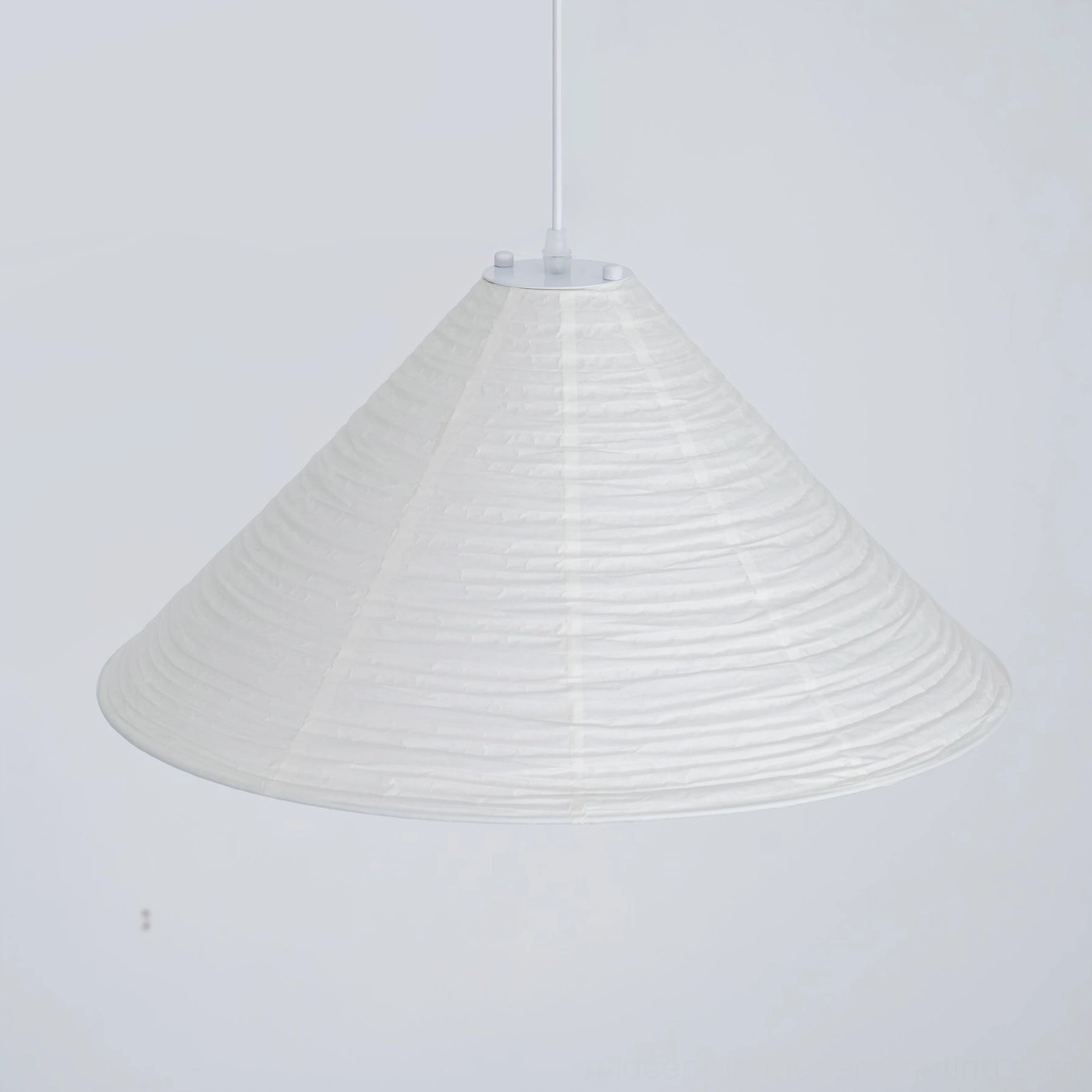 Suspended Cone Washi Pendant Light with delicate rice paper construction showcasing handcrafted artisanal quality