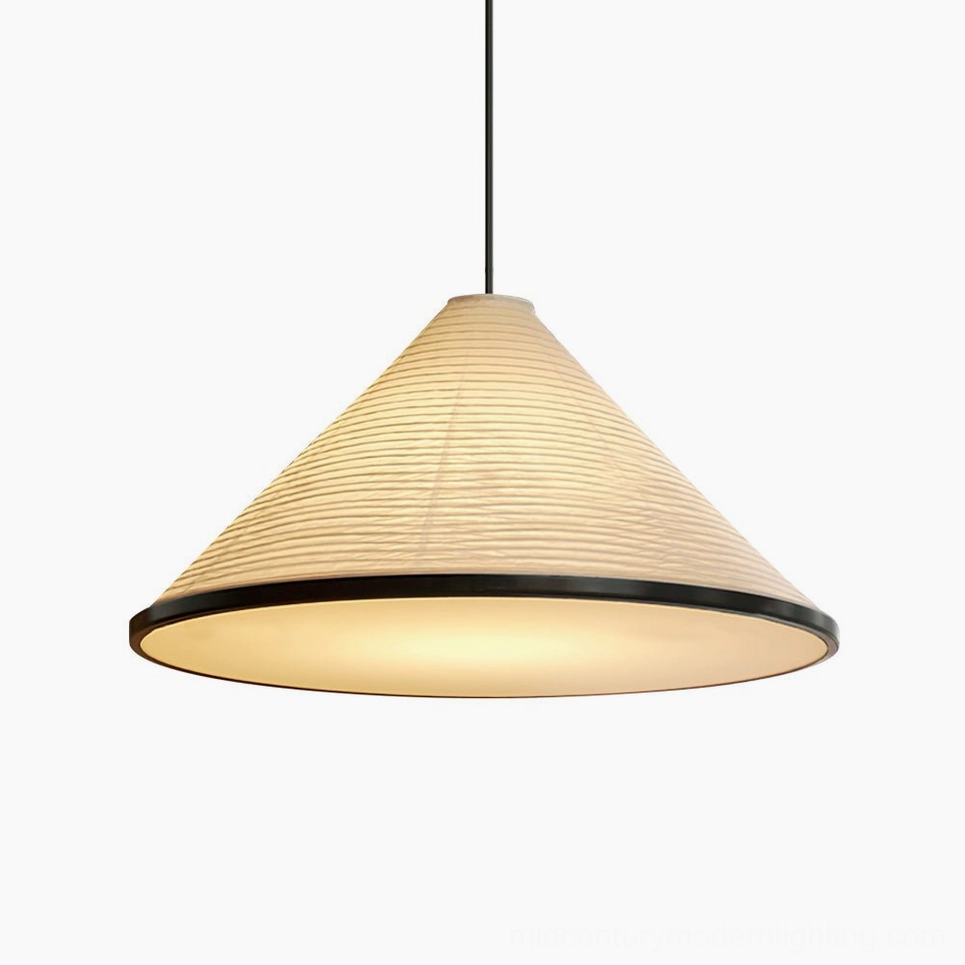 Cone Washi Pendant Light in White with Black trim two-tone option for eclectic modern interior design