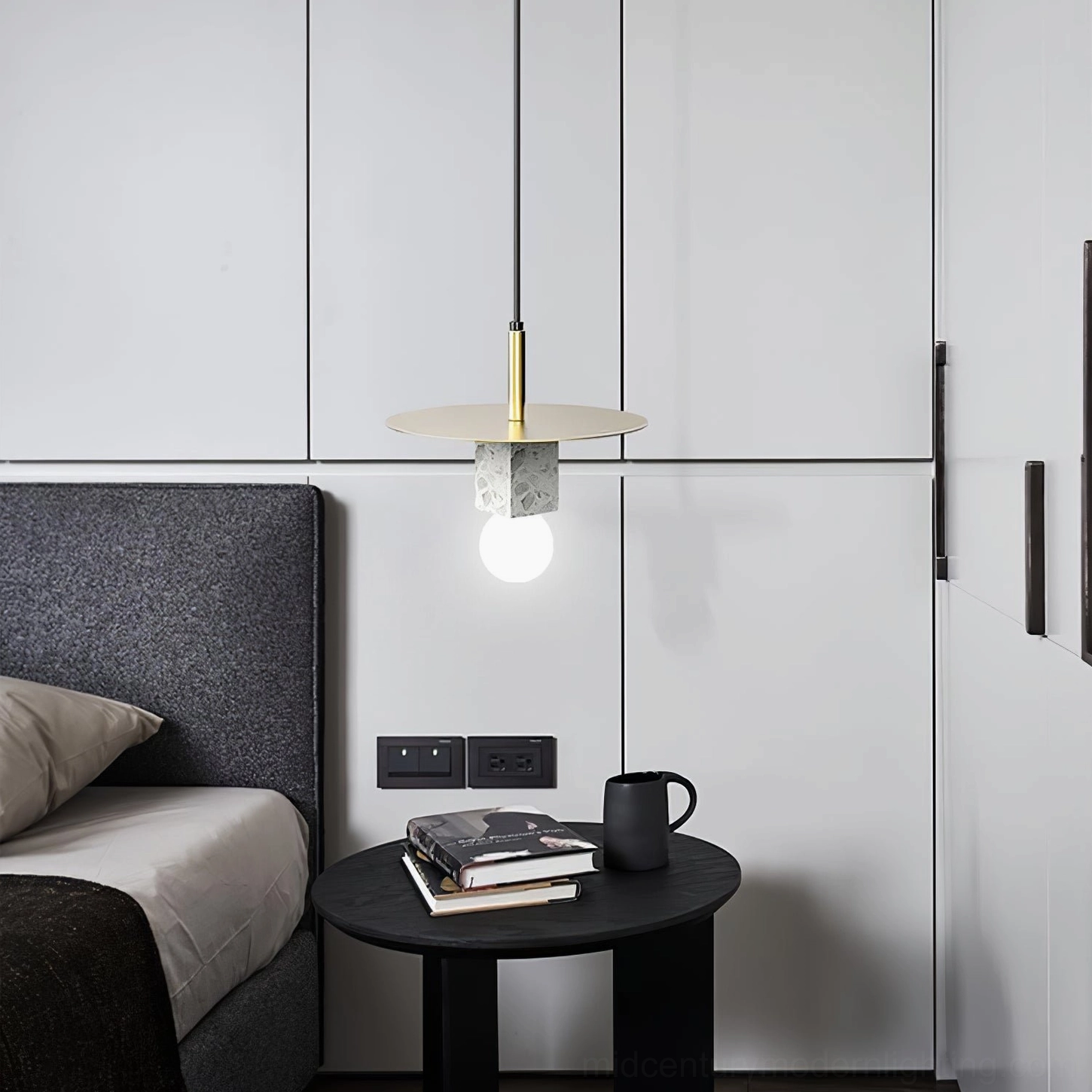 White marble gold pendant lamp modern bedroom hanging light fixture