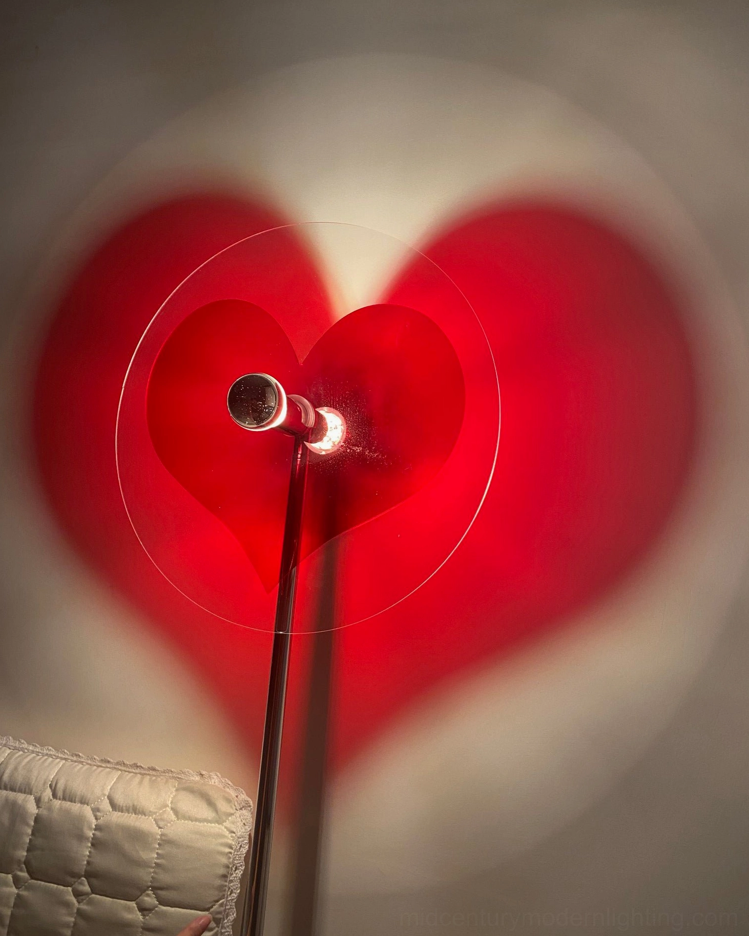 Red heart floor lamp with contemporary design suitable for bedroom living room or creative workspace