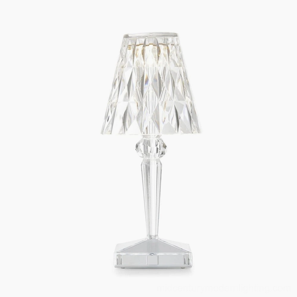 LED cordless crystal lamp bohemian eclectic textured fabric