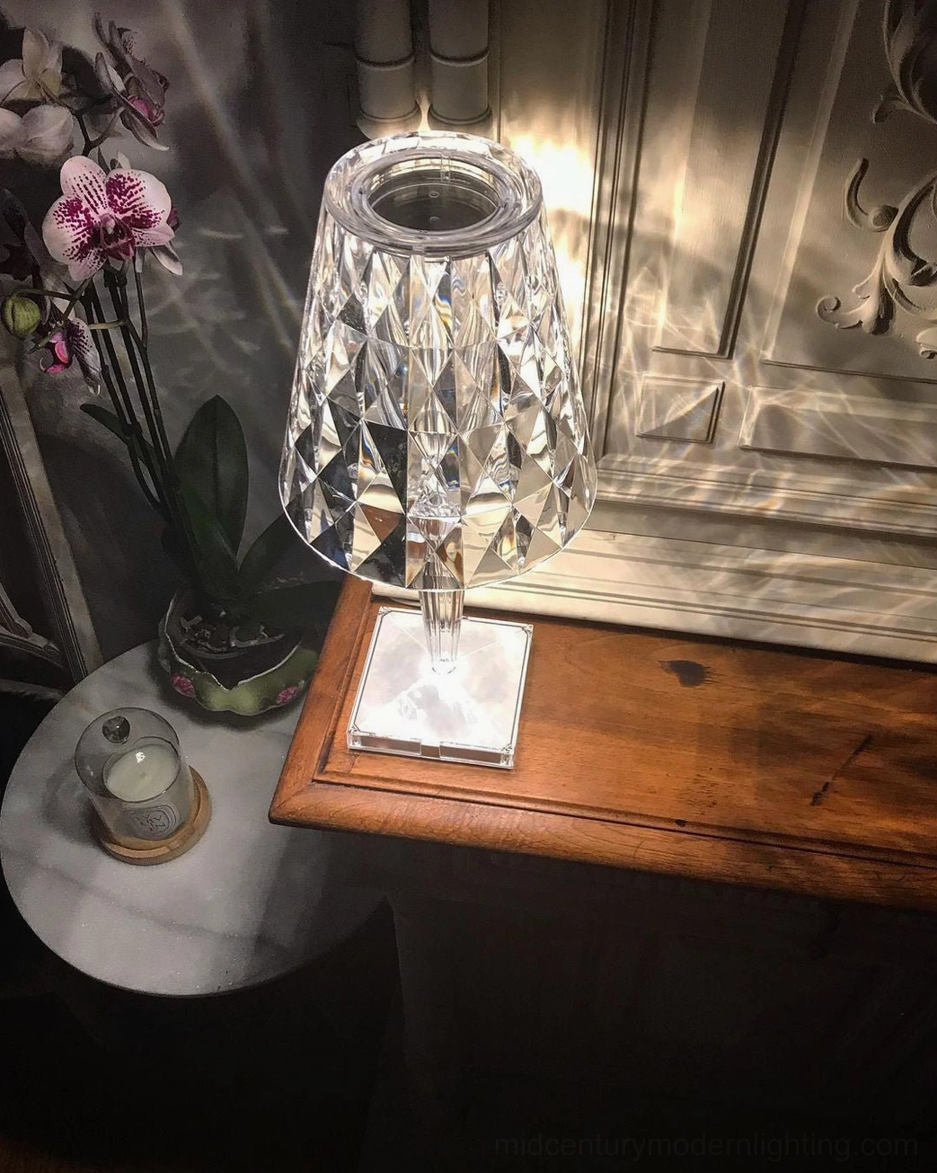 Cordless LED crystal lamp dining room accent lighting showcase