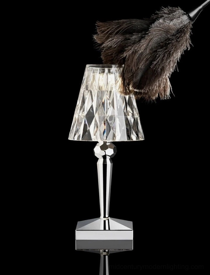 Crystal rechargeable lamp guest accommodation elegant fixture