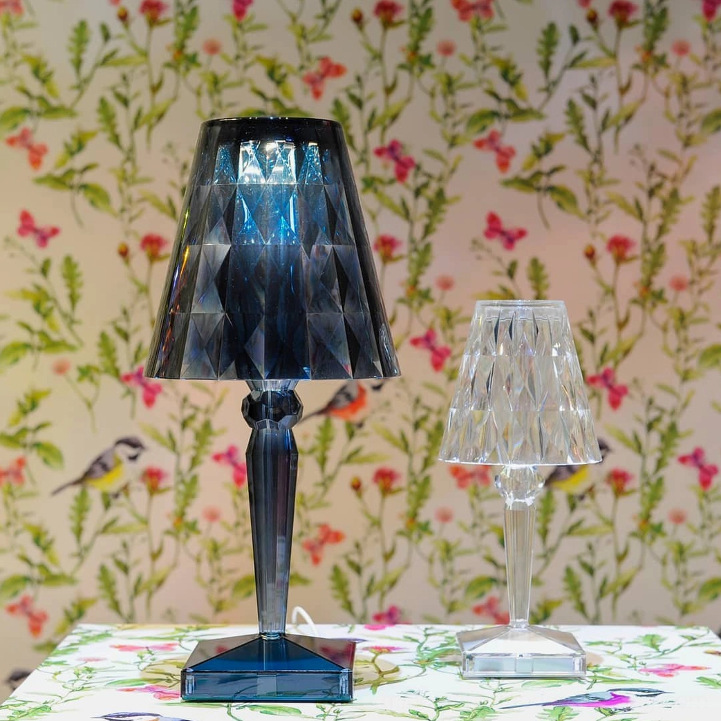 Crystal cordless table lamp metal base elegant finish detail