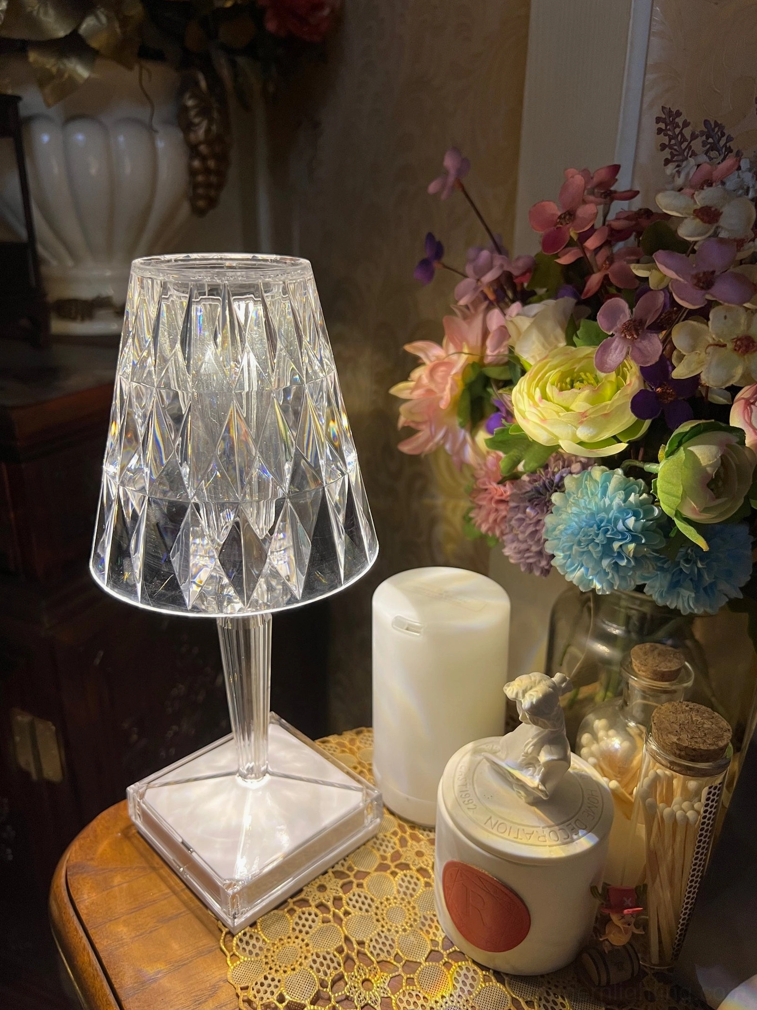 Portable crystal lamp reading comfort warm white setting feature