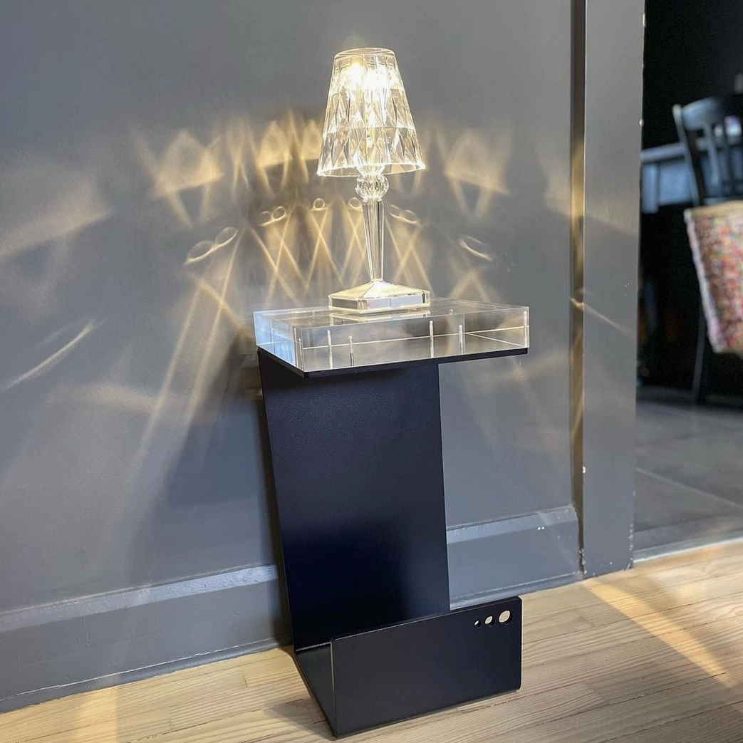 Crystal lamp USB charging setup with included cable and power adapter