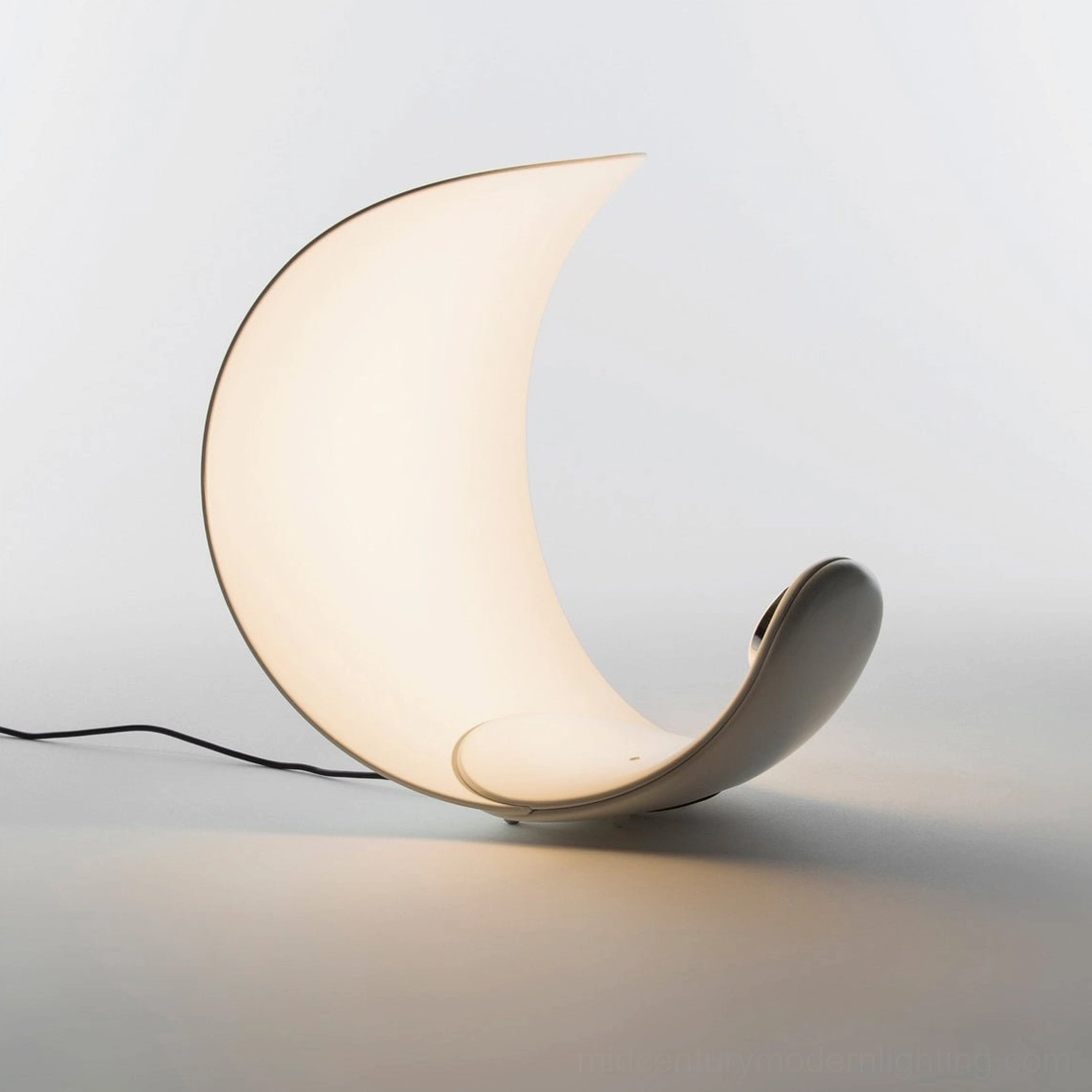 Curl table lamp chrome and white finish color options contemporary minimalist design