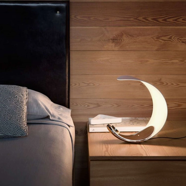 Curl crescent table lamp bedroom beside upholstered bed modern minimalist bedroom lighting