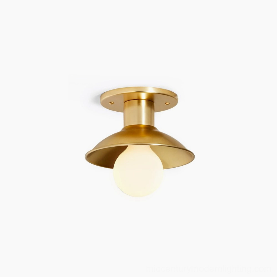 Dakota satin brass semi-flush ceiling lamp full front view minimalist modern design