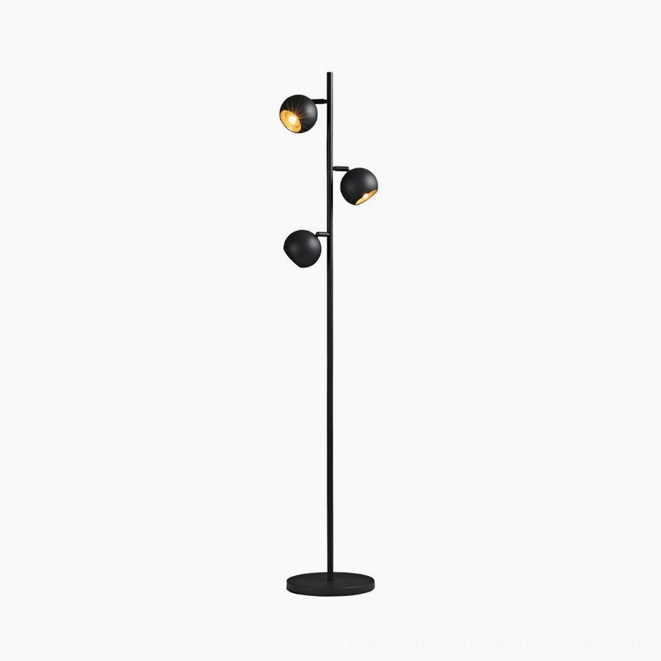 Dakota three-head floor lamp product shot 11 inches diameter 65.4 inches height modern lighting