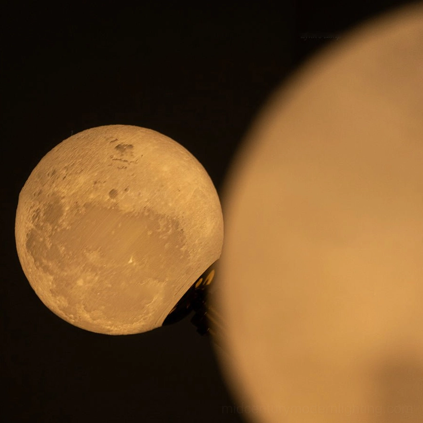 Single moon glass lampshade with lunar surface texture from Dallas Planet pendant chandelier