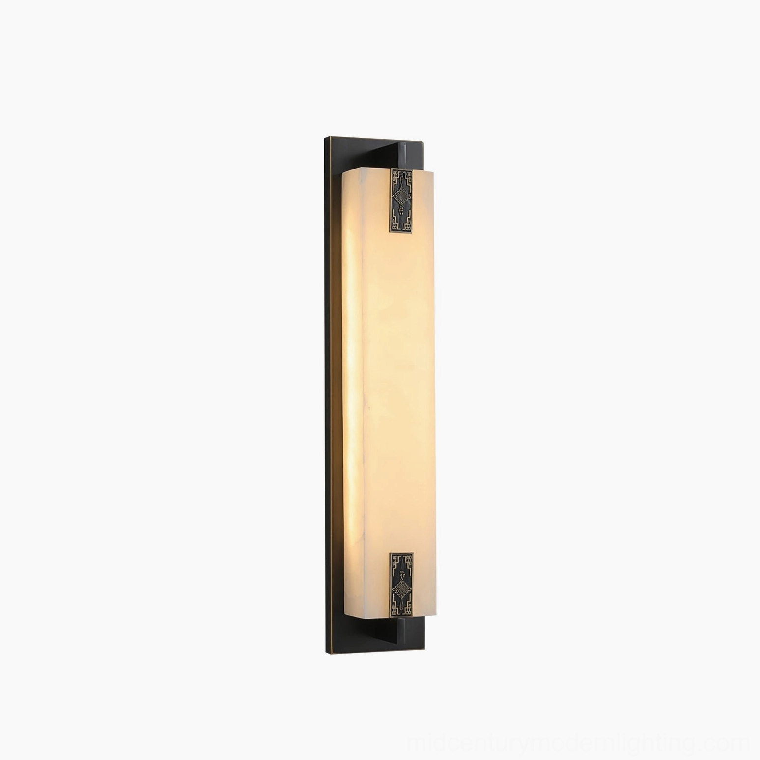 Delmar wall light mounted in contemporary living room with warm glow
